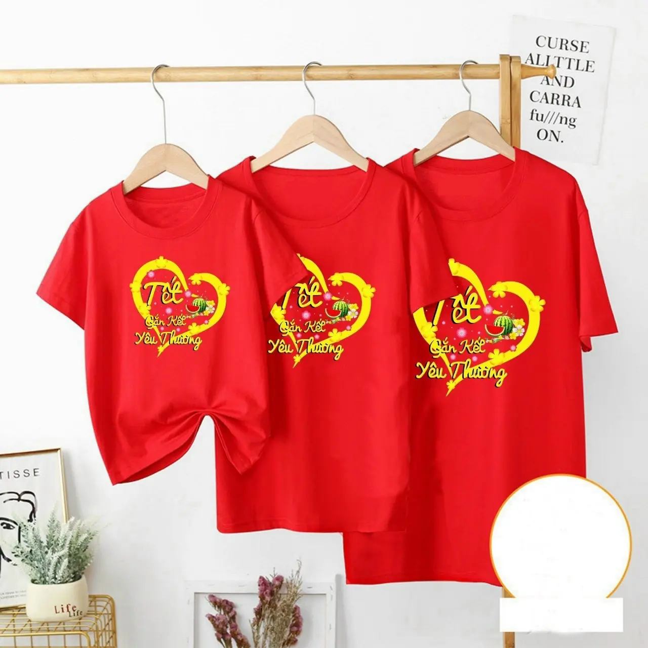 Áo thun tết 2025 vải cotton co giãn bốn chiều