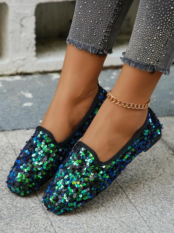 Women's Elegant Contrast Sequin Design Slip on Flats (1 Pair), Casual Soft Comfortable Flat Shoes for Spring & Fall, Fashion Shoes for Party, Daily Clothing Decor, Valentine's Day, Gift 5