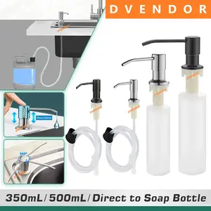 TEMPAT SABUN CAIR TANAM BOTOL POMPA WASTAFEL SELANG PANJANG HITAM STAINLESS KERAN DAPUR DISPENSER