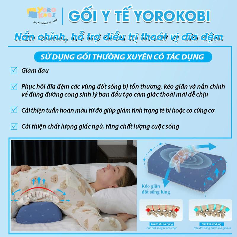 Gối kê lưng thoát vị đĩa đệm, lõi cứng EPS giúp nắn chỉnh kéo giãn đốt sống lưng về đúng đường cong sinh lý- Hàng chính hãng YOROKOBI