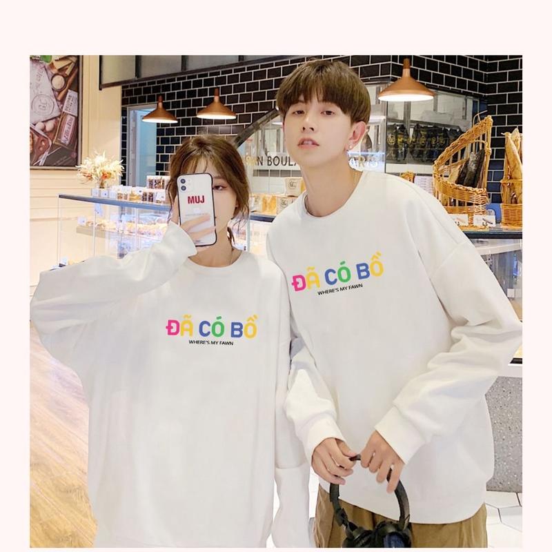 áo đôi với người yêu CHƯA CÓ BỒ-ĐÃ CÓ BỒ áo đôi thu đông dài tay áo nỉ nữ phom rộng áo nứ nam phom rộng chất đẹp giá sĩ Top Thun Women Voi Quần Ngủ