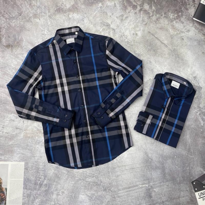 Áo Sơ Mi Caro Xanh Đen Sọc Trắng Xanh Menswear Nam Dài Tay Shirt Có Cổ