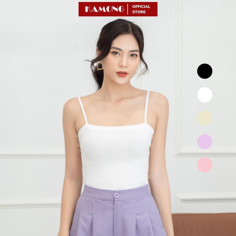 Áo hai dây thun nữ cao cấp KAMONG vải cotton 100% co dãn tốt A133 0