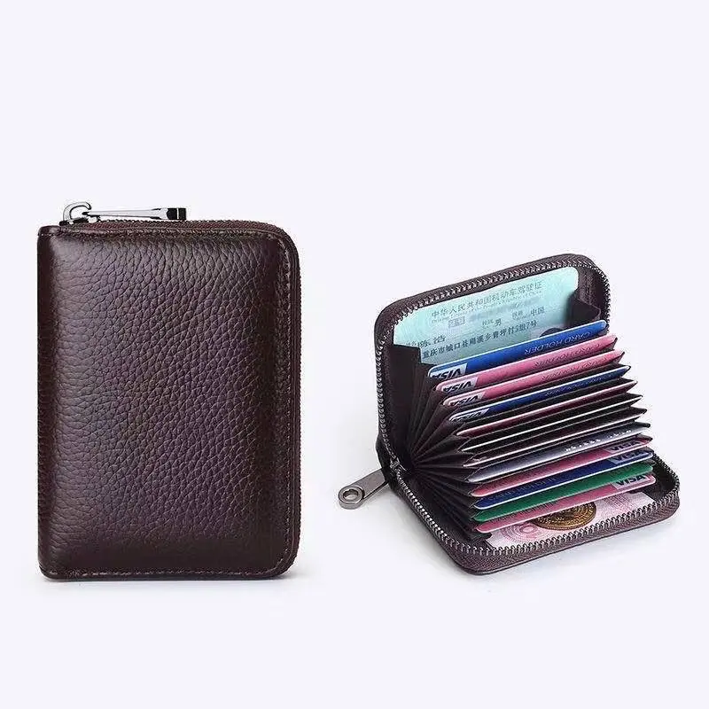 Business Card Holder Men Pu Leather Wallet Bag Women Zipper Credit Id Card Holder Case Coin Purse