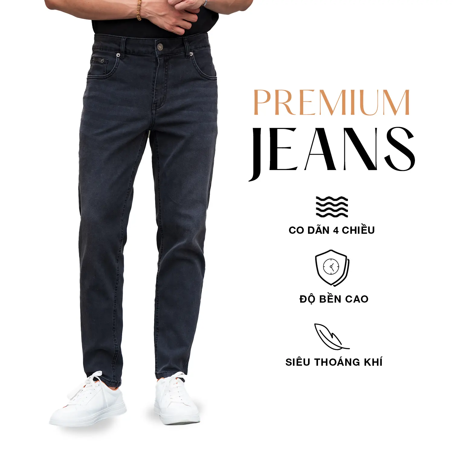 Quần jean nam cao cấp TORANO dáng slim, Có Túi, chất denim cotton co giãn, bền màu Menswear Pants Lưng Cao quần  jean