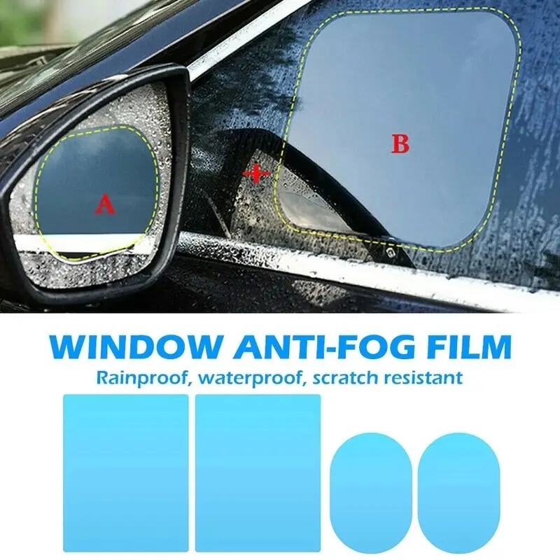 4-Styles Multifunctional Car Side Rearview Mirror Waterproof Anti-Fog Film Side Window Glass Film Can Protect Your Vision on Rainy Days Safe Driving Accessories