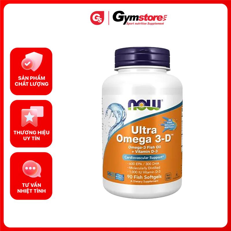  Dầu cá NOW Ultra Omega 3-D 600 EPA   300 DHA Fish Oil + Vitamin D-3 | Made in USA 