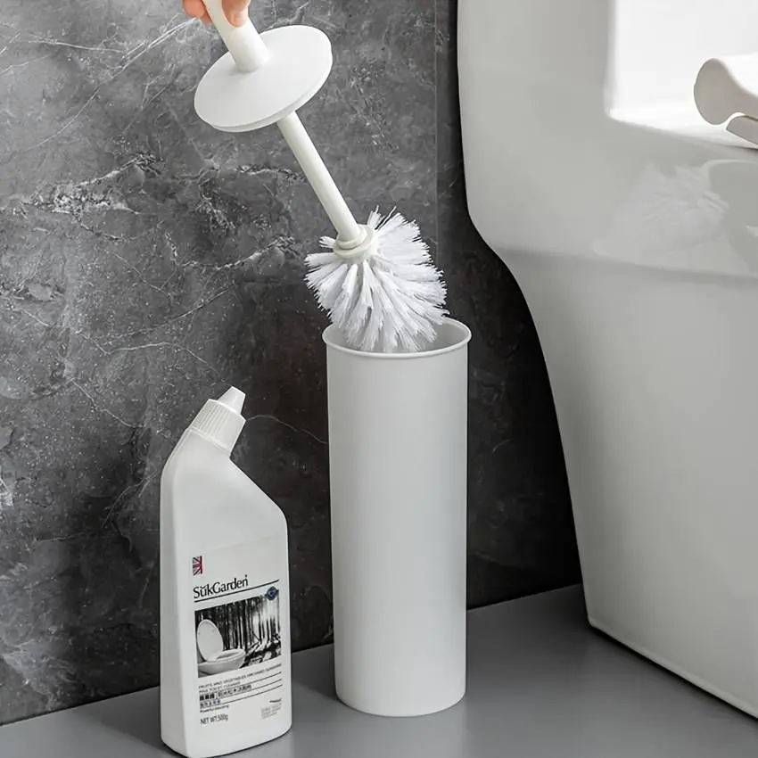 Long Handle Toilet Brush with Holder, 1 Set Household Multifunctional Plastic Brush, Easy To Cleaning & Maintaining Toilet Brush
