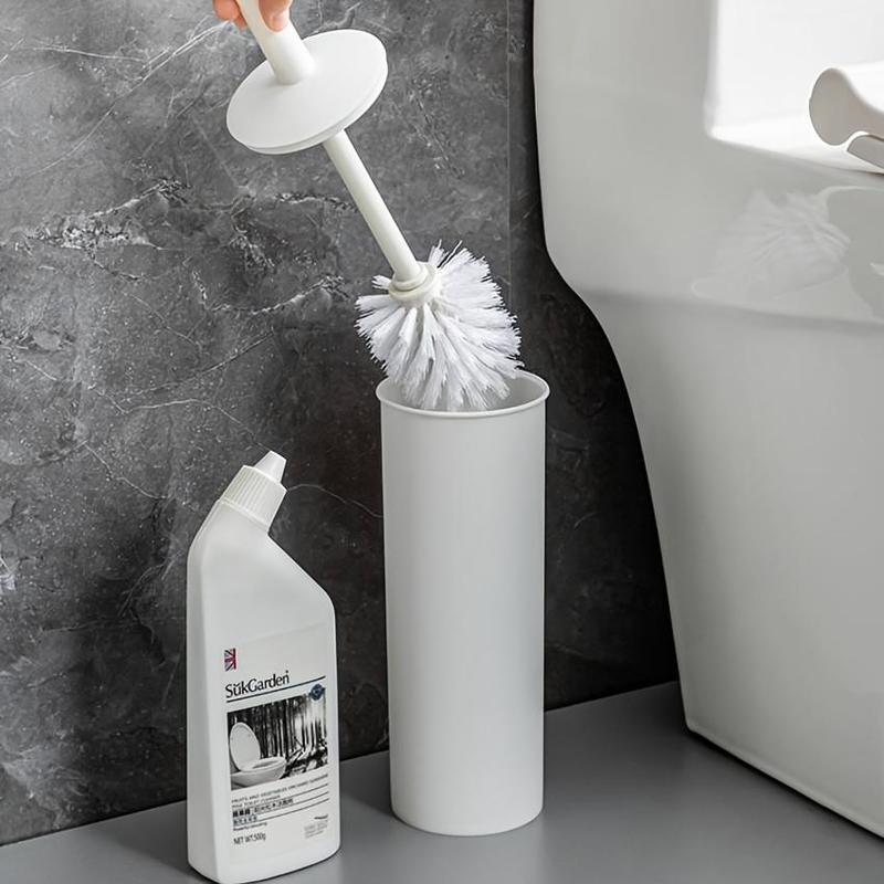 Product Introduction of Long Handle Toilet Brush with Holder, 1 Set Household Multifunctional Plastic Brush, Easy To Cleaning & Maintaining Toilet Brush 0