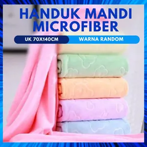 Handuk Mandi Microfiber polos 75x140cm handuk anak & dewasa/Towel Mandi Dewasa dan Anak Praktis Serbaguna