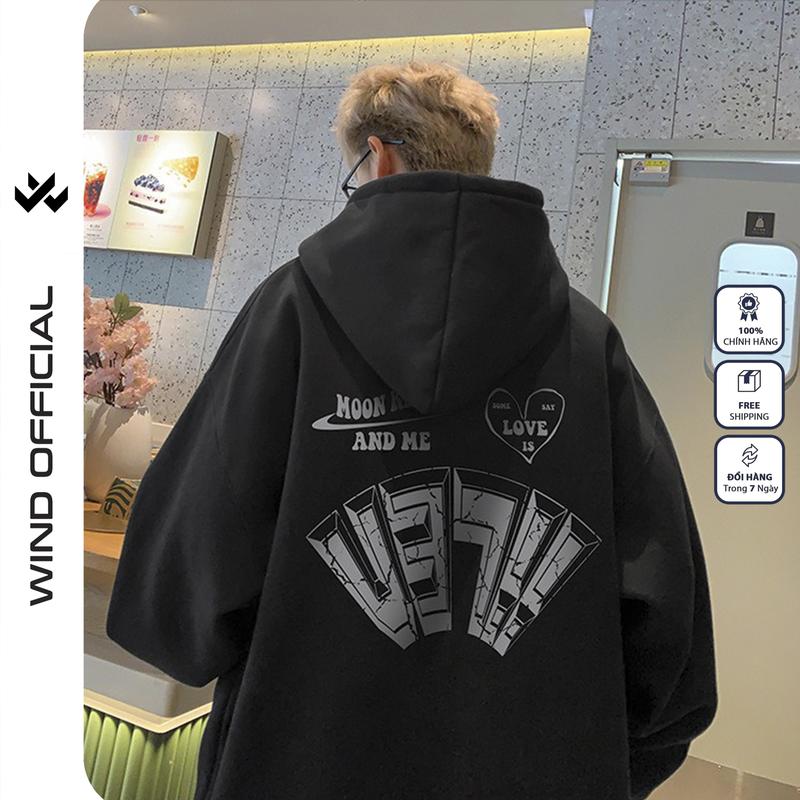  Áo hoodie form rộng WIND Moonn Clothing Unisex thời trang nam nữ oversize 