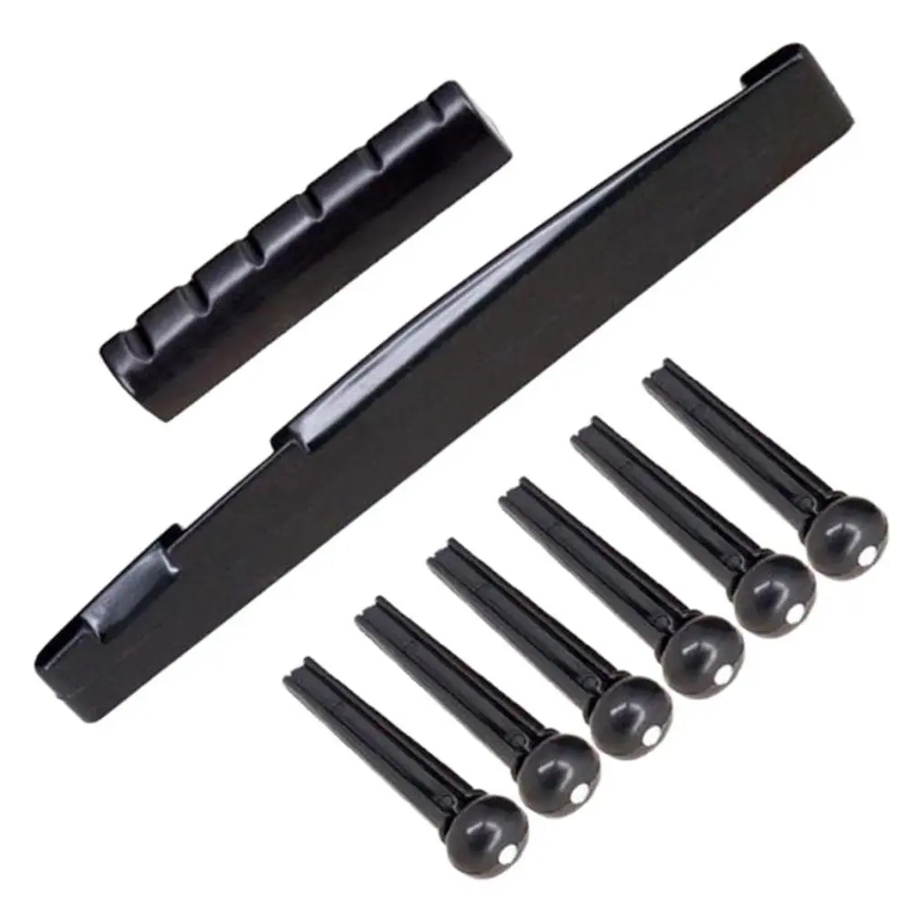 Set of Durable Black Guitar Bone Bridge Pins Saddle Nut