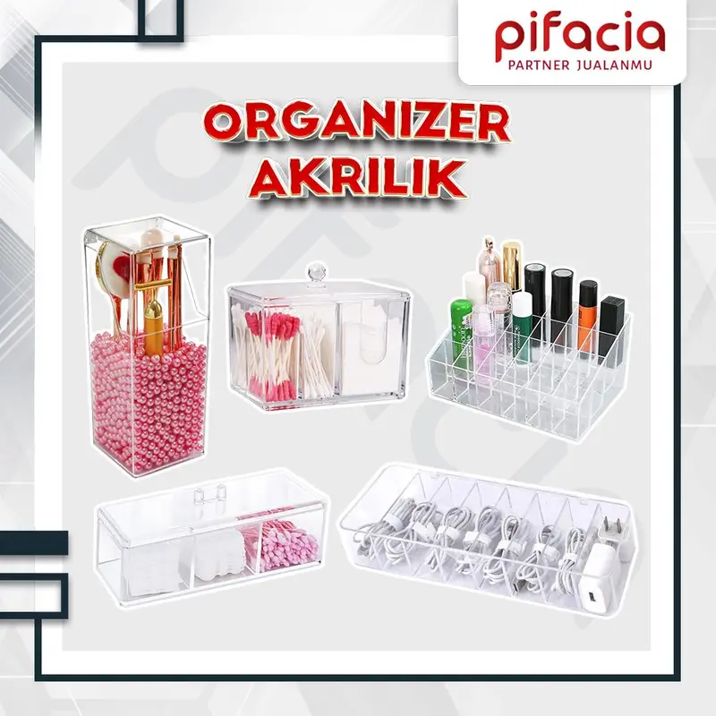 PIFACIA Tempat Kosmetik Make Up Lipstik Kotak Penyimpanan Akrilik Box Multifungsi 0