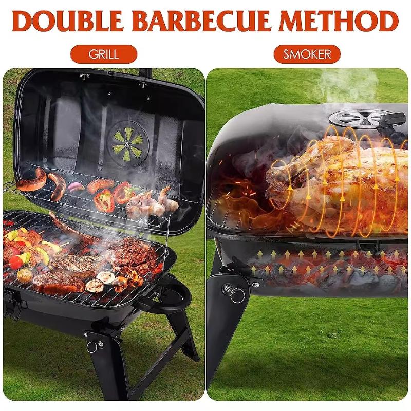 Portable Charcoal BBQ Grill, Small Grills and Smokers, Folding Tabletop Grills, Camping, Patio, Backyard, Outdoor Cooking 2