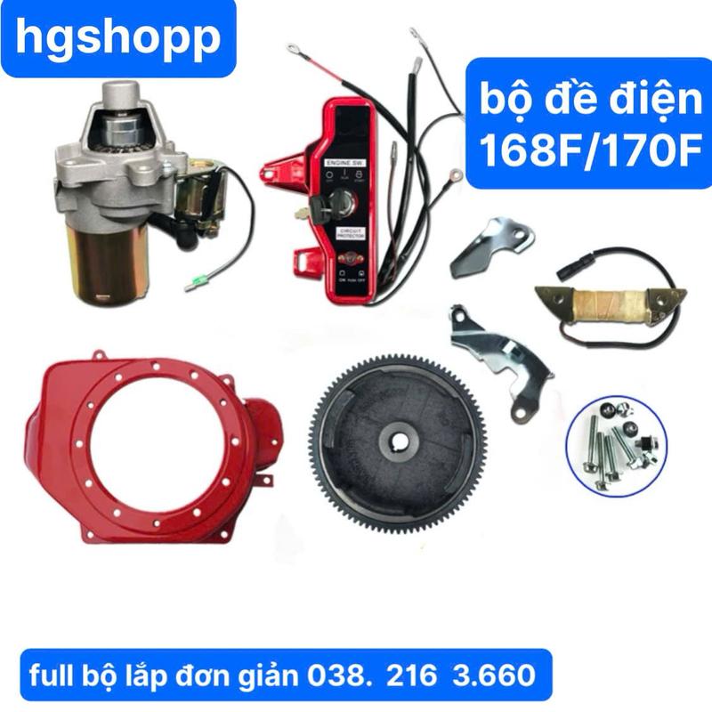Full Bộ Đề Điện Cho Máy 168F Và 170F Máy Xăng Và Máy Dầu Đều Lắp Được Bộ Đề Điện Máy Phát Điện 2-5kw Bộ Đề Điện Dùng Điện Acquy 12v