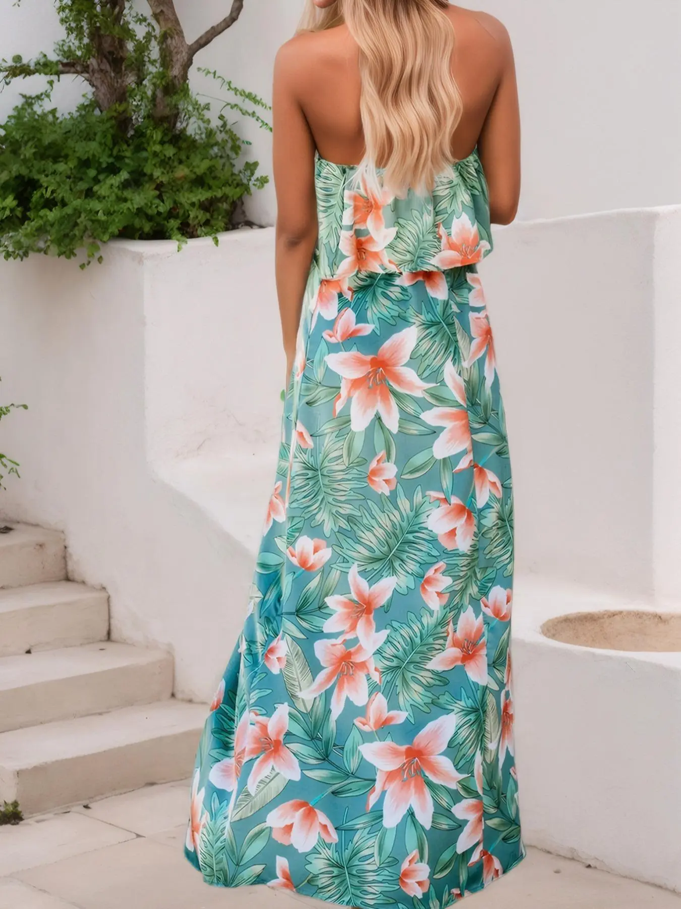 Women's  Floral Print  Tube Dress, Fashion Casual Strapless   Dress for Beach Holiday Vacation, Ladies Summer Clothes