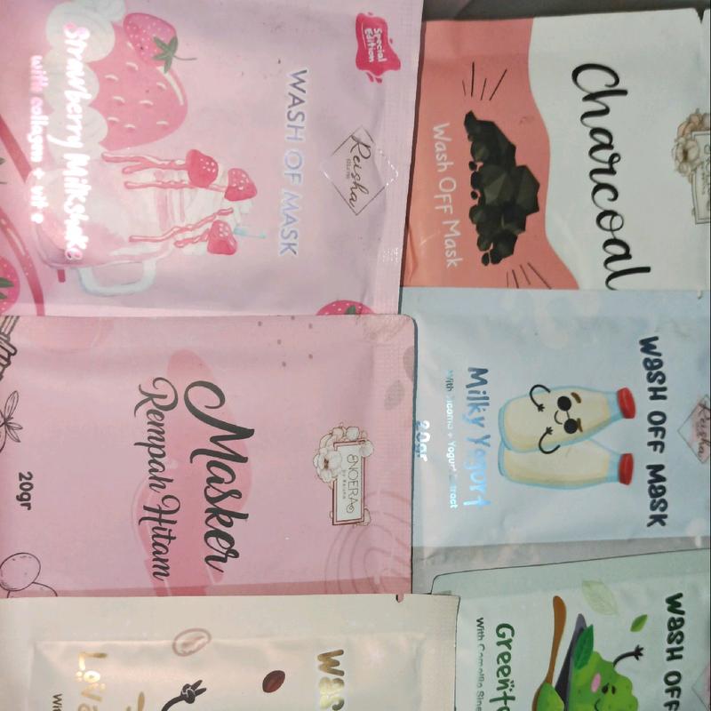 WASH OFF MASK MILK YOGURT | CHARCOAL | REMPAH HITAM | STRAWBERRY | GREENTEA | CAPPUCINO NOERA By REISHA 1