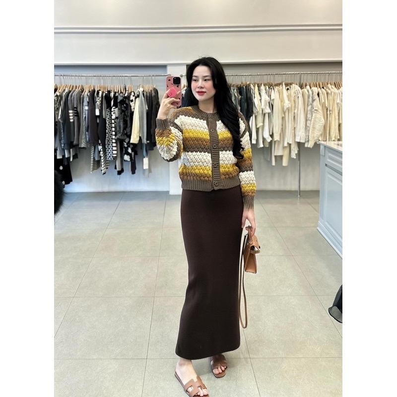 Chân váy len dáng dài 90cm chất dày dặn hàng nhập khẩu loại 1 xẻ sau Women Nữ