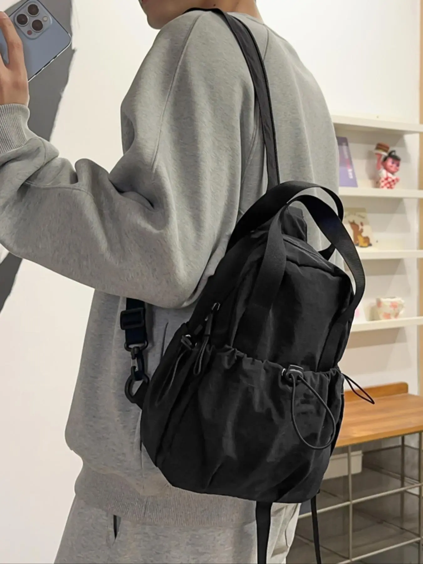 Unisex Casual Plain Zipper Backpack, Lightweight Sports Backpack, Multifunctional Backpack for Women & Men