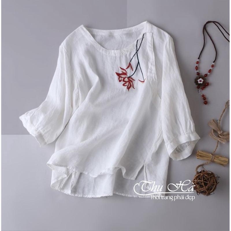 Product Introduction of Áo Trung Niên Nữ Thêu Hoa Thanh Lịch, Áo Kiểu Nữ Bigsize Tặng Mẹ Chất Liệu Cao Cấp Mềm Nhẹ Mát - AKH.64 0