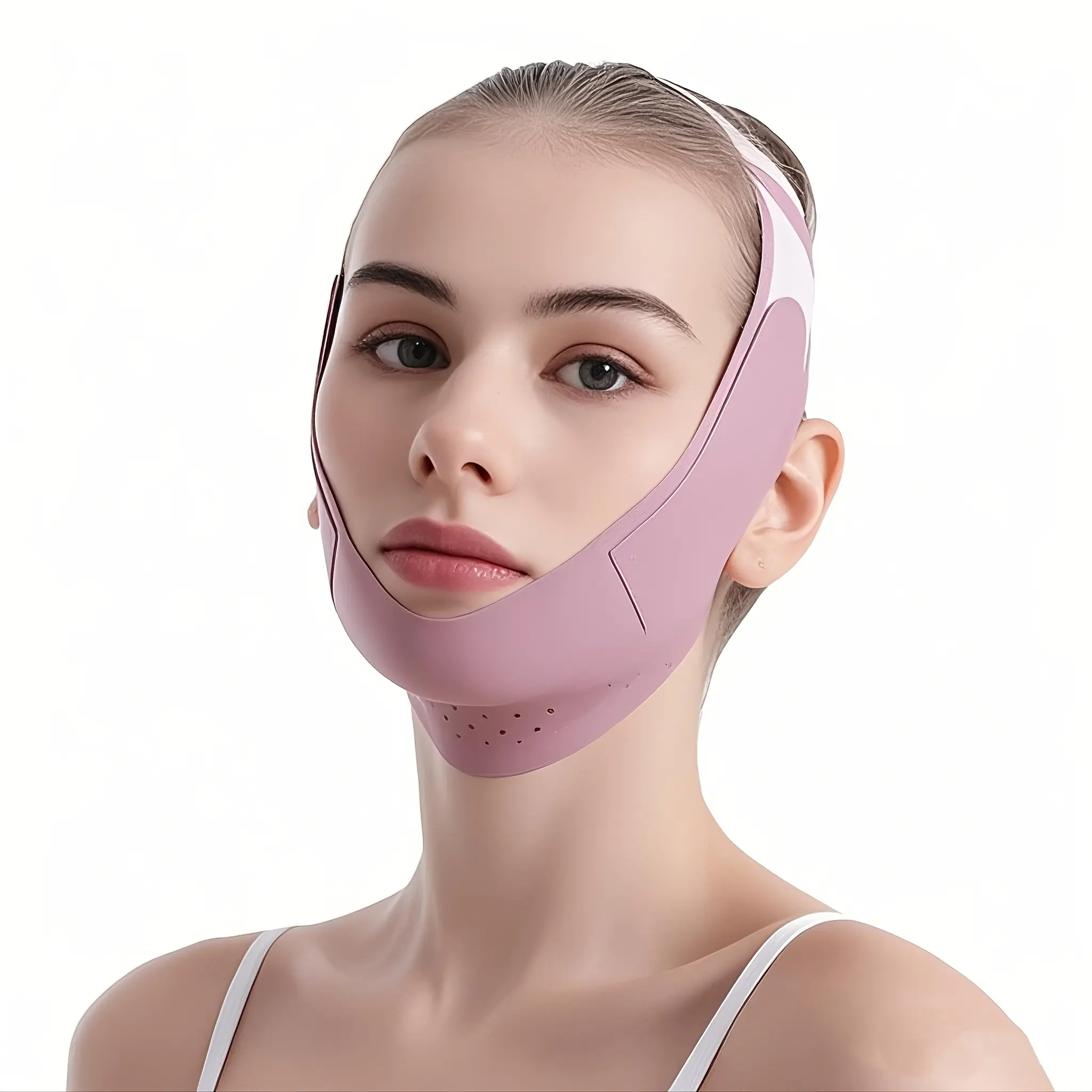 Reusable V-Lift Mask - Pink Face Straps, V-Lift Straps for Women Girls to Reduce Double Chin, Firm Face, Prevent Sagging