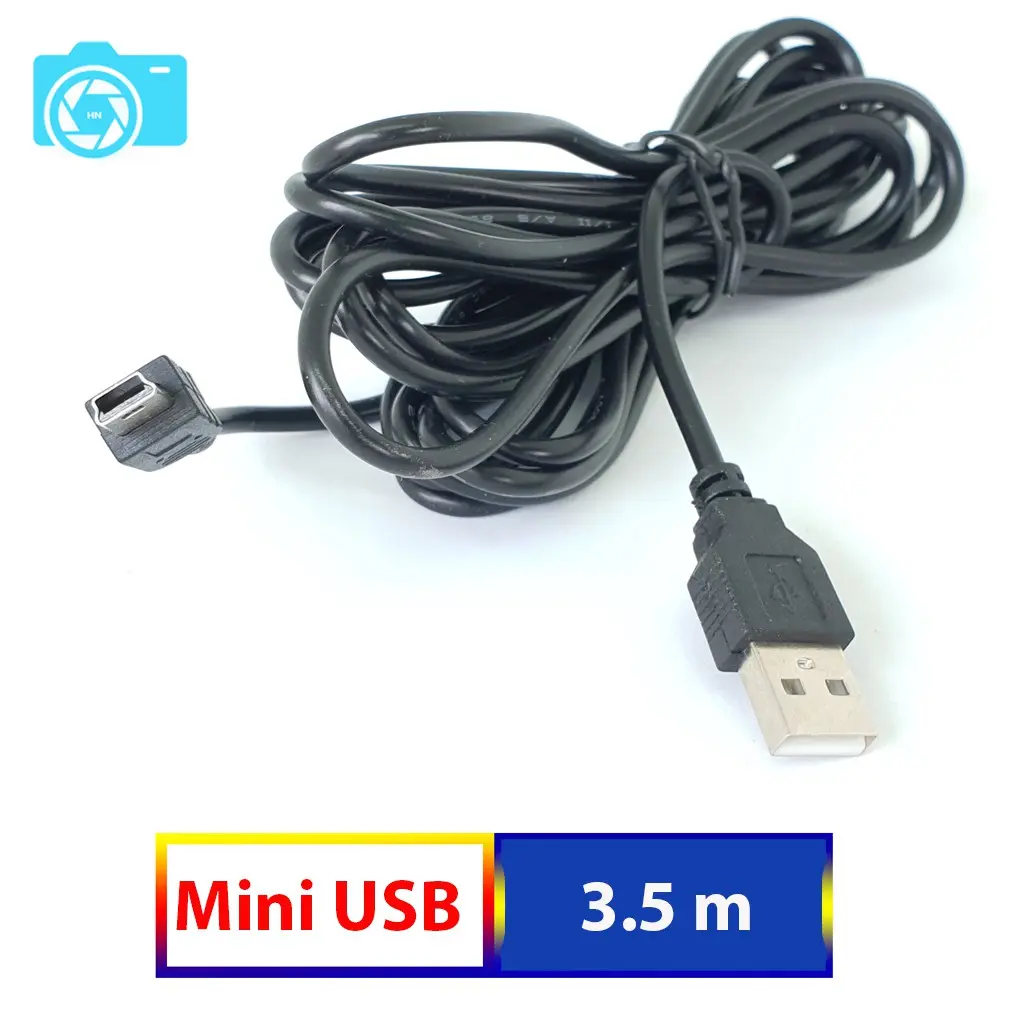 Dây USB cấp nguồn cho camera hành trình,1 đầu cắm cổng USB, 1 đầu mini usb, dài 3.5m, thẳngPhụ tùng xe máy và nguồn cung cấp ô tô vdfv12x1v