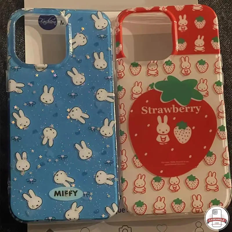 Ốp Lưng IPhone 15 11 13 16 14 12 Pro Max XR X XS Max 16 15 7 8 Plus Phim Hoạt Hình Bunny Bow Bow Vòng Đeo Tay