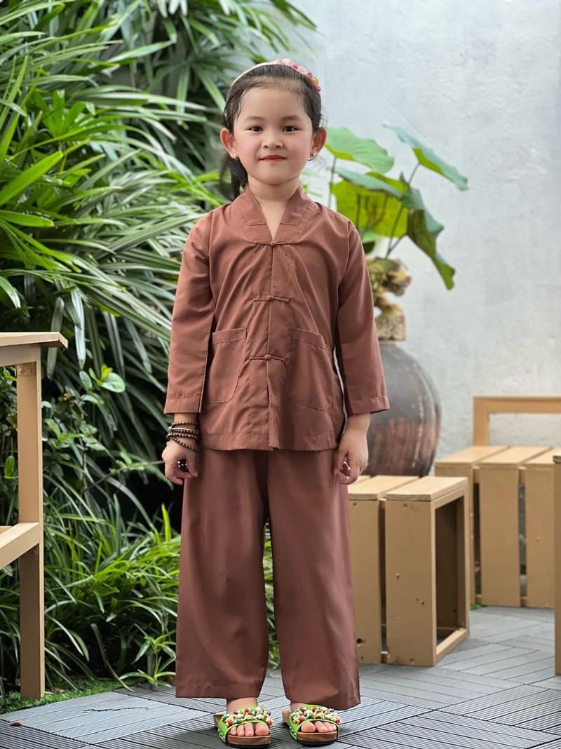 Product Introduction of ĐỒ LAM ĐI CHÙA - MẪU LA HÁN NHÍ VẢI KATE MỊN Nữ Dress 2