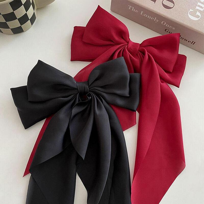 Product Introduction of Korea Elegant Long Bow Hairpin Large Ribbon Hair Clip Ribbon Clip Bow Grip Floating Braid Clip S2H9 42