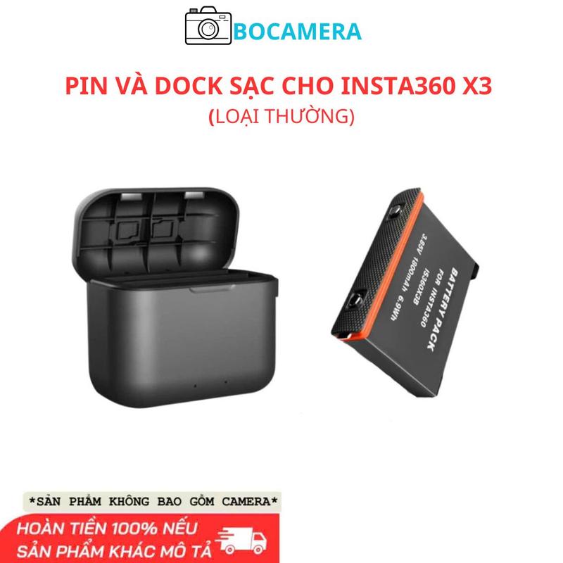 Pin và dock sạc dành cho insta360 X3 loại thường