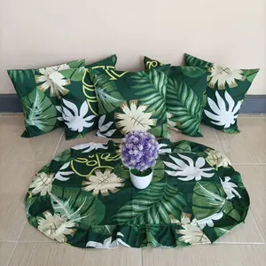 SET SARUNG BANTAL SOFA ANEKA MOTIF KAIN KATUN UKURAN 40X40 CM Taplak LapisBusa Tanpa Resleting Motif Daun Hijau untuk Dekorasi Ruang Tamu