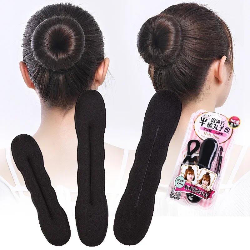Máy Uốn Tóc Búi Tóc Donut, 1 / 2 Cái, Kẹp Tóc Vòng Bện, Xoắn Donut Bọt Ma…