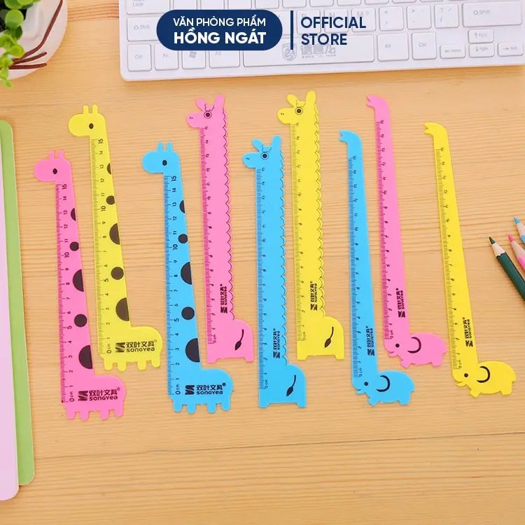 Thước kẻ học sinh hình con hươu cute dễ thương, thước kẻ nhựa chiều dài 15cm đồ dùng học tập làm quà tặng học sinh TK03