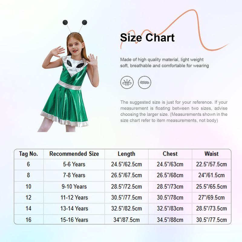 TiaoBug 2Pcs Girls Alien Space Outfit Metallic Sleeveless Dance Dress Astronauts Cosplay Costume 8