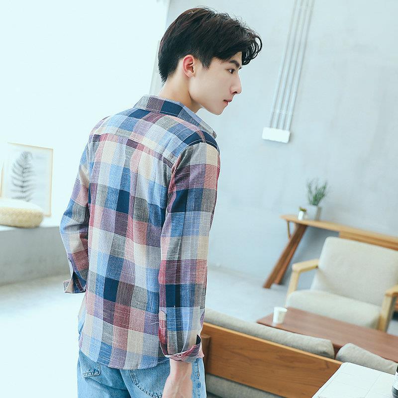 Áo Sơ Mi Dài Tay Kẻ Sọc, Phong Cách Mùa Hè, Dành Cho Nam Giới Trẻ Trung, Phong Cách Harajuku, Phong Cách Hàn Quốc, Dáng Ôm, Không Sắt, Thích Hợp Cho Học Sinh, Áo Sơ Mi Lớp Nền Thường Ngày Thời Trang 3