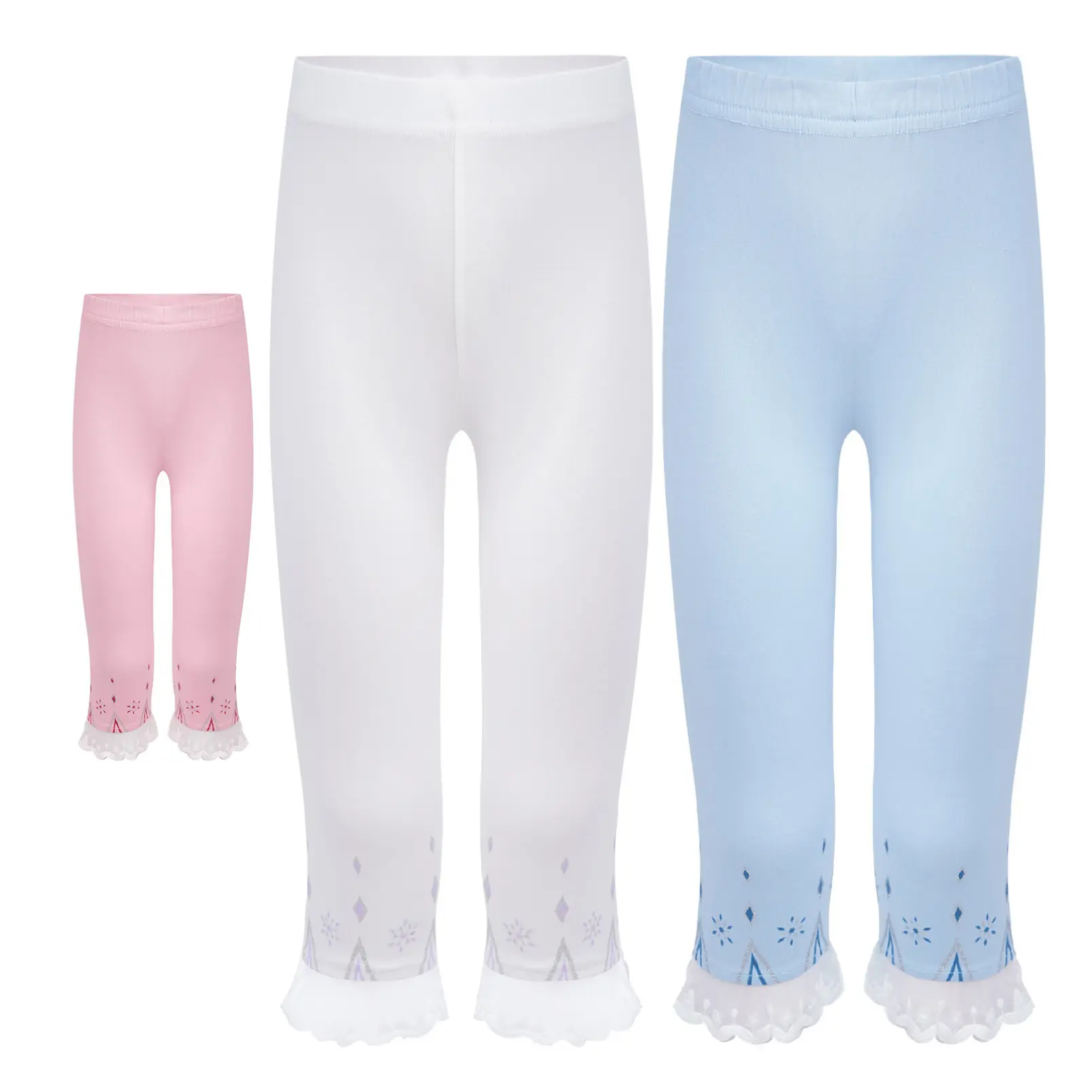 inhzoy Islamic Kids Girls Lace Trim Capri Leggings Breathable Summer  Casual Cropped Pants Yoga Trousers Dance Tights Bottoms