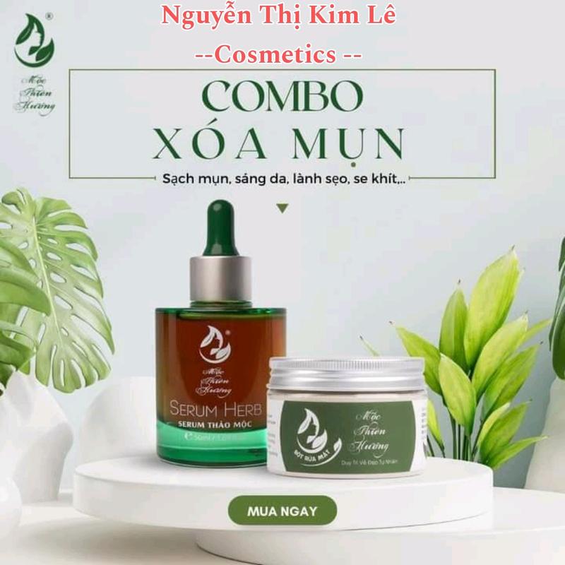 Combo Serum Thảo Mộc Ngừa Mụn -Mờ Thâm MỘC THIÊN HƯƠNG 50ML (Gồm 1 Bột Rửa Mặt 100gram và serum 50ml ) - Tất cả các loại da - Skincare -Kem chấm mụn Làm Đẹp Da Trà chăm sóc da mụn organic sản phẩm đặc trị mụn gel mun Nữ- Women
