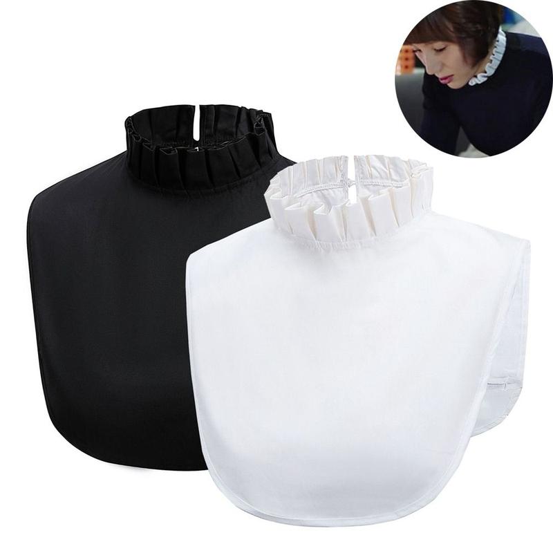 Elegant Cotton False Collar Solid Color Turtleneck Ruffled Mock Neck Sleeveless Detachable Clothes Accessory Women Ladies 0