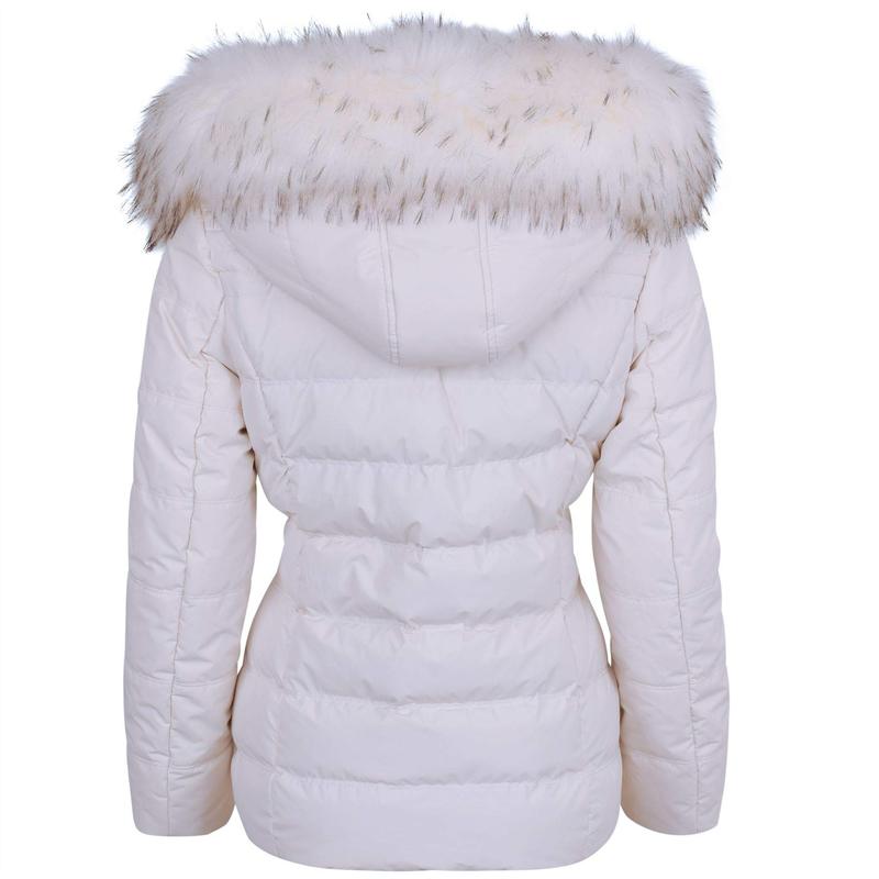Spindle Womens Ladies Premium Quality Hooded Short Fur Parka Quilted Padded Puffer Coat | Zip Side Pockets | Luxurious Detachable Faux Fur on Hood | Zipped Inner Pocket 1