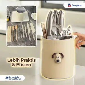 RAK PISAU DAPUR PUTAR KARAKTER Wadah Tempat Penyimpanan Alat Makan Sendok & Garpu cuancuan