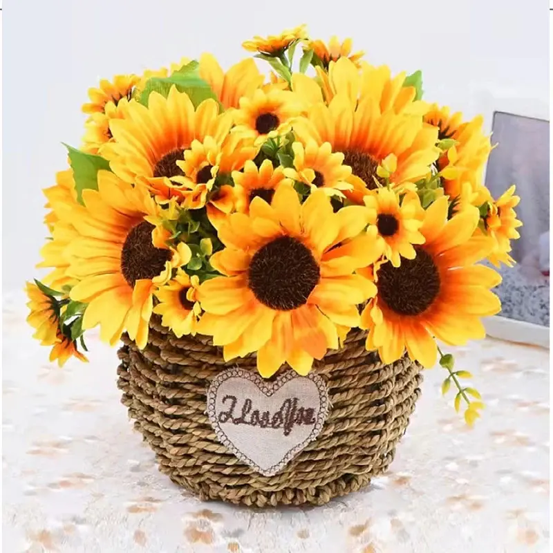 Hoa Hướng Dương Nhân Tạo Bằng Lụa, 1 Bó 13 Đầu, Bó Hoa Giả, Thích Hợp Cho Vườn, Đám Cưới, Thư Viện, Tiệc Tùng, Đồ Trang Trí Giáng Sinh 5