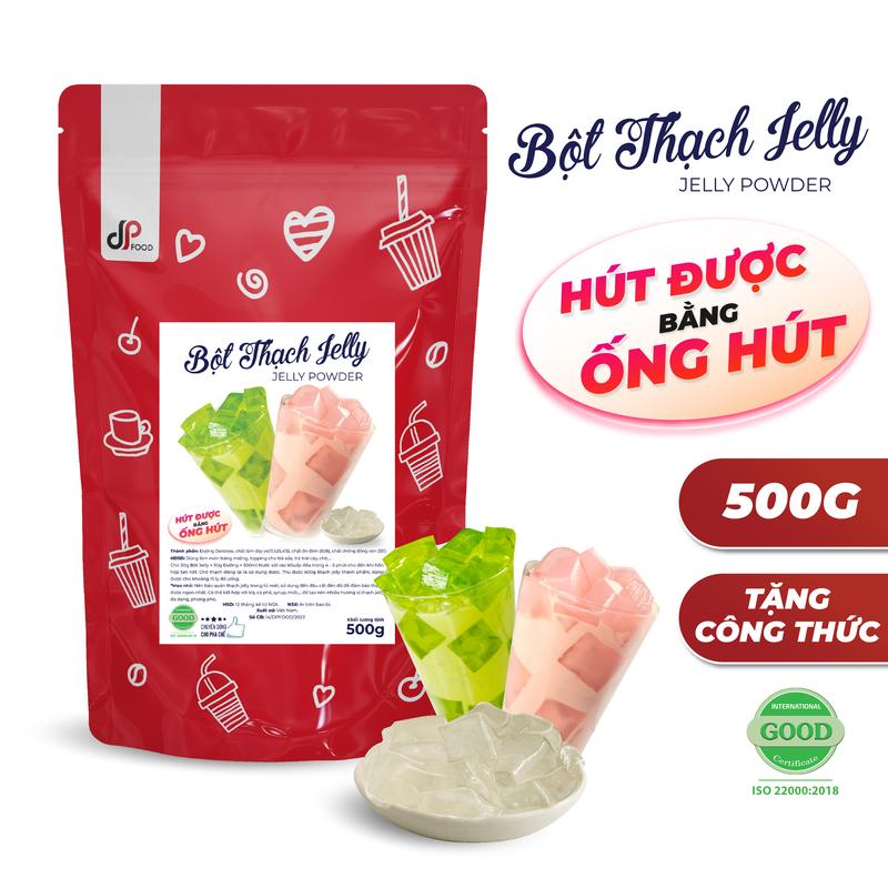 Bột Thạch Jelly DPFOOD 500G - Làm Thạch Đào Topping Trà Sữa Freeze Đá Xay Ăn Vặt - Dẻo Dai Thơm Ngọt