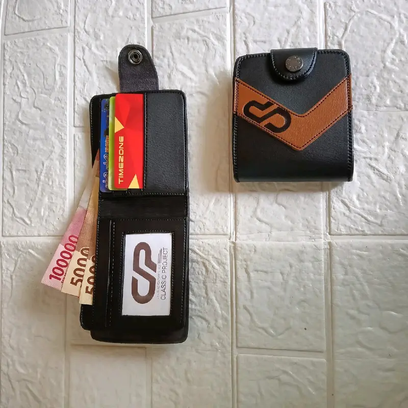 Dompet Pendek Pria Wanita Kulit Sintetis Premium Classic Project Variasi Kulit PU Polos Setrip Cowok 5