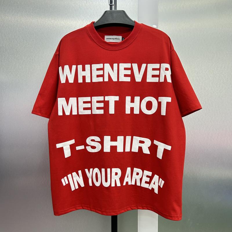 Áo thun WHENEVER meet hot t-shirt in nổi 3D from rộng chất vải cotton dành cặp đôi nam nữ KUN SHOP UNISEX