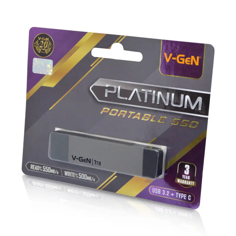 V-GeN SSD 1TB Portable Platinum Type-C / VGeN 1 TB USB 3.2 Type C Storage 0