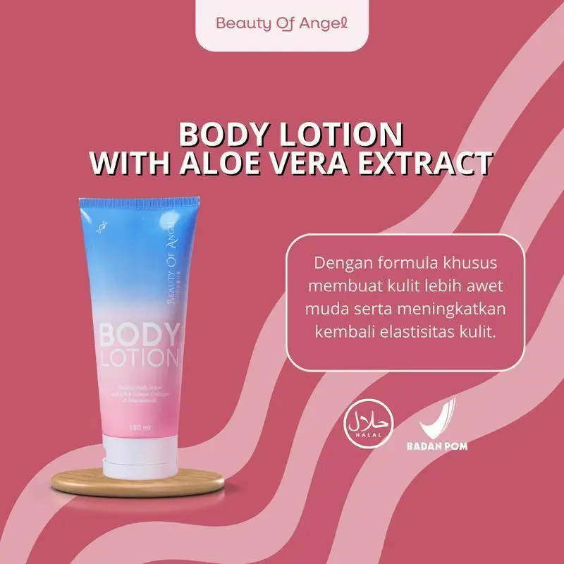 Beauty Of Angel Body Lotion Collagen Cream Pemutih Mencerahkan Badan Kecantikan Aroma Bubble Gum Niacinamide BPOM Extract Memutihkan Tubuh Pencerah Hand Hitam Acid 4