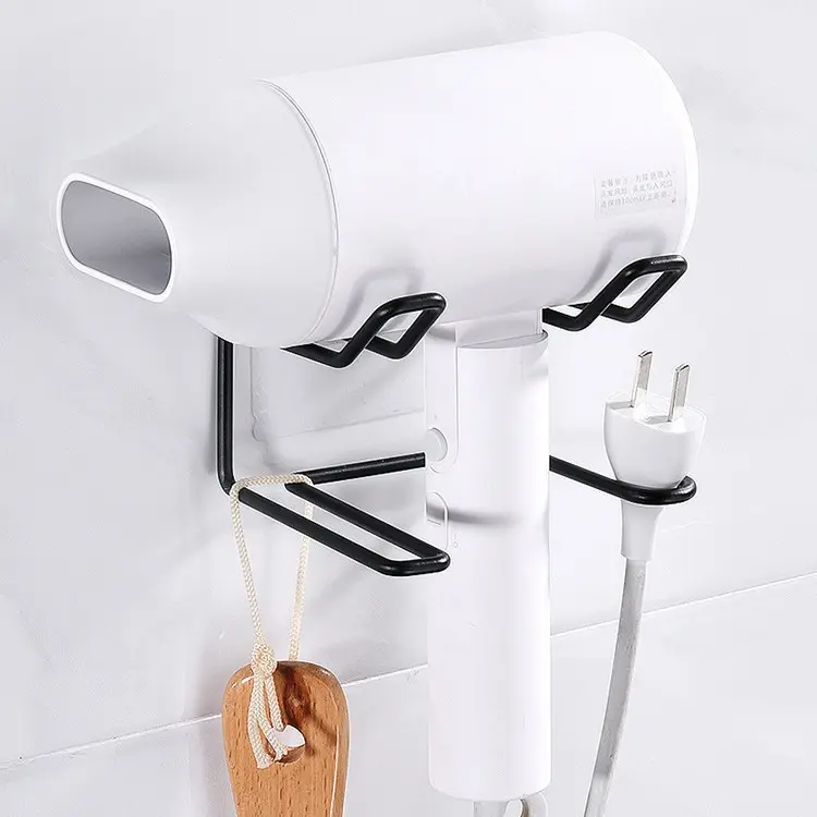 Giá Đỡ Máy Sấy Tóc Đa Năng, Cho Phòng Tắm, Cố Định Bằng Thép Không Gỉ, Bao Gồm Giá Đỡ Treo Khăn Và Giá Đựng Dây Máy Sấy Tóc