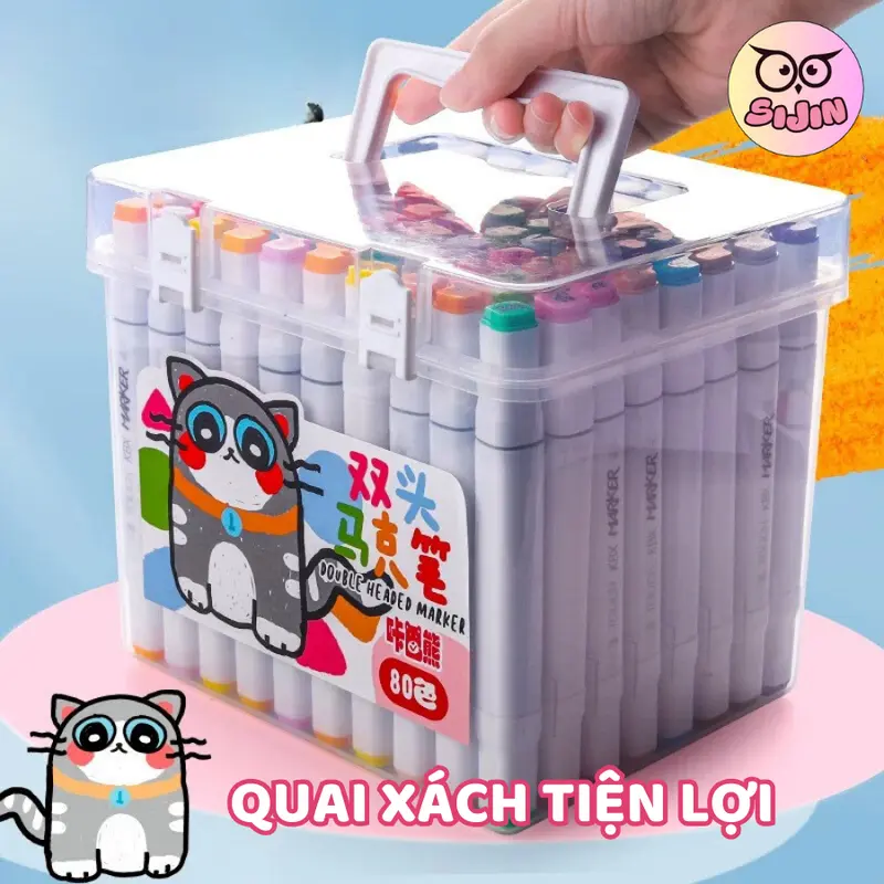 Bút Màu Marker Dầu – Bút Màu 2 Đầu Mực To Nhỏ, Chất Dầu Chống Nước, Nhanh Khô, Màu Sắc Tươi Sáng, Đầy Đủ 24/36/48/60/80/120 Màu - SIJIN 5