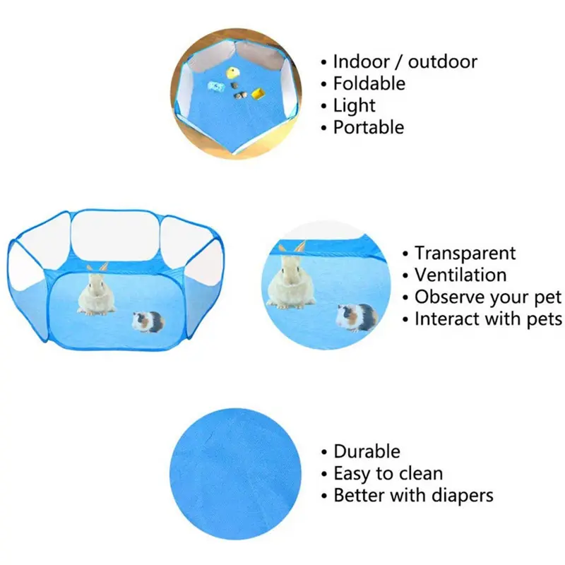 Solid Color Foldable Pet Playpen, Portable Pet Playpen, Pet Cage Tent, Pet Playpen for Small Animals, Small Animal Supplies 2