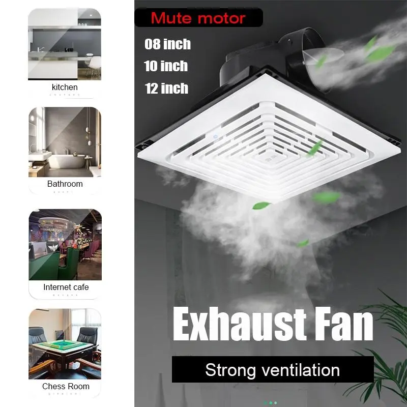 Exhaust Fan Plafon / Heksos / Kipas Angin Hisap Dapur Kamar Mandi Kamar Tidur  8/10/12 Inch Ceiling Exhaust Fan for Kitchen Powerful Ceiling Ventilation Fan Large Suction Silent